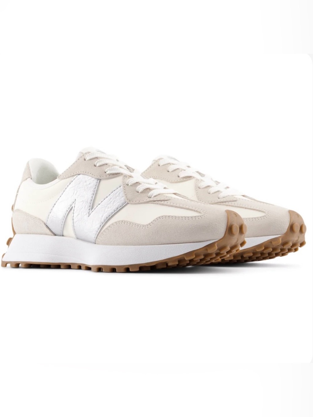 New Balance 327 Beige & Metallic Silver Women’s Sneakers